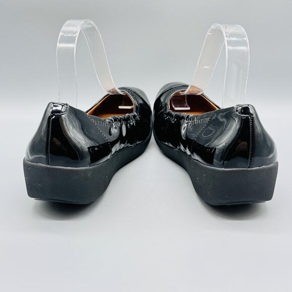 FitFlop Shoes Women 10 Black Patent Leather F-Pop Slip On Ballet Flats Comfort - Picture 7 of 12